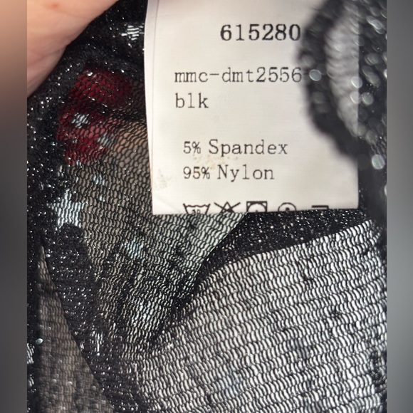 BNWT Stretch Women's Mesh Sheer Starry Top, Black/White - Picture 3 of 8